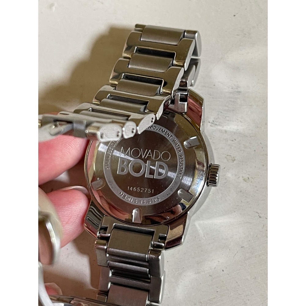 Movado Bold Silver Stainless Steel Crystal Pave Roman Numeral Watch - Picture 5 of 5